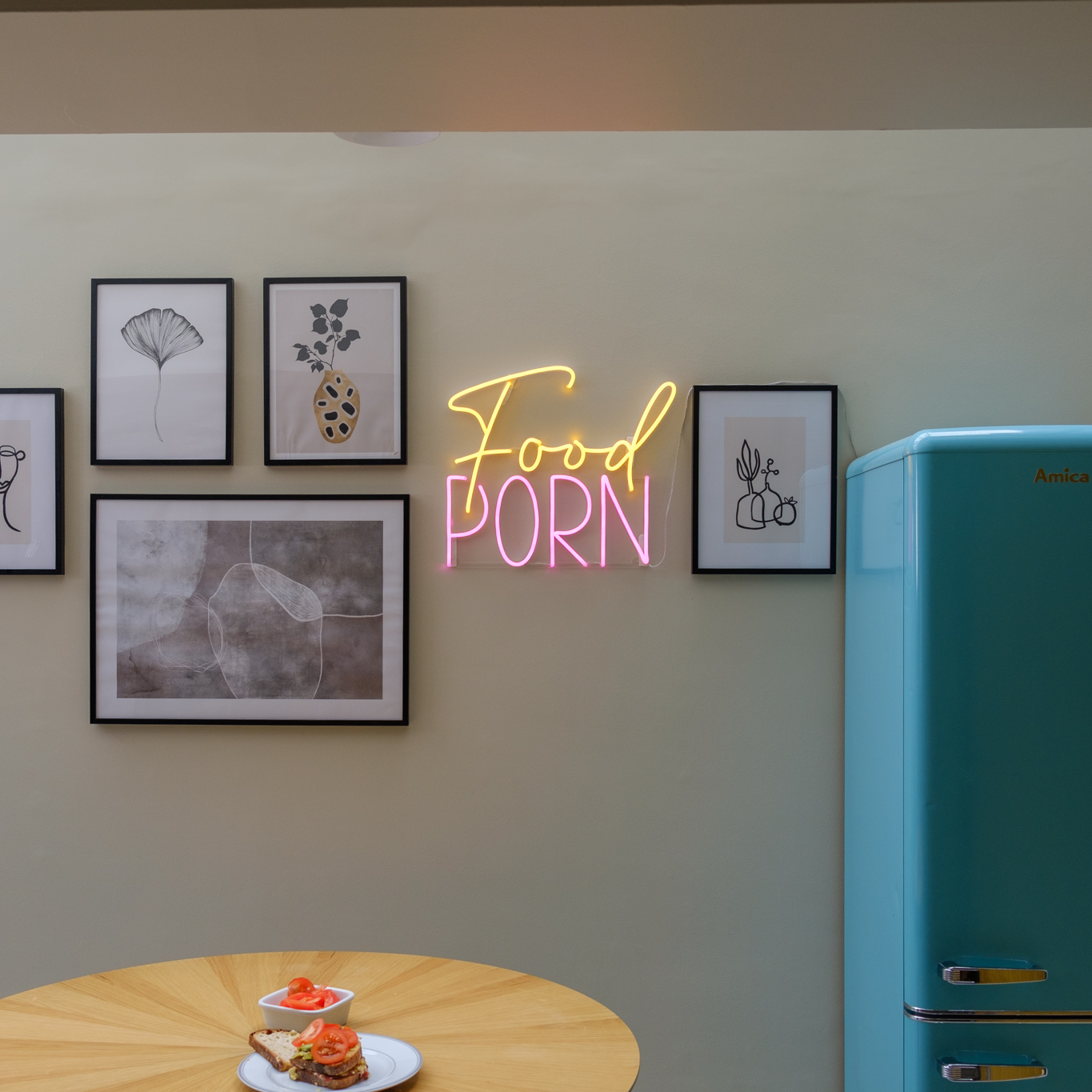 Food Porn, neon LED sign